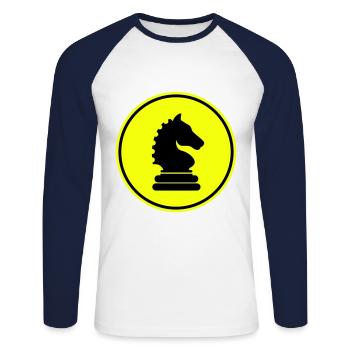 Pferd Schachfigur - Unisex Baseballshirt langarm - Weiß/Navy - Vorne - Nik (191cm)