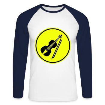 Symbole de l’icône du violon - T-shirt baseball manches longues Homme - blanc/marine - Devant - Nik (191cm)
