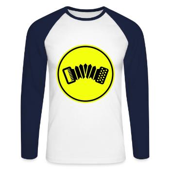Musique d’accordéon - T-shirt baseball manches longues Homme - blanc/marine - Devant - Nik (191cm)