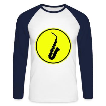 Symbole de trompette - T-shirt baseball manches longues Homme - blanc/marine - Devant - Nik (191cm)