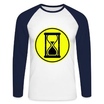 Sanduhr Symbol - Unisex Baseballshirt langarm - Weiß/Navy - Vorne - Nik (191cm)