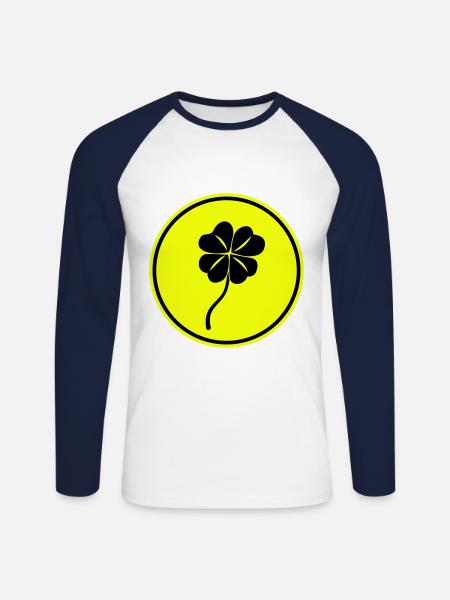 Cloverleaf luck - Unisex Long Sleeve Baseball T-Shirt - white/navy