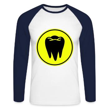 Symbole de l’icône de dent - T-shirt baseball manches longues Homme - blanc/marine - Devant - Nik (191cm)