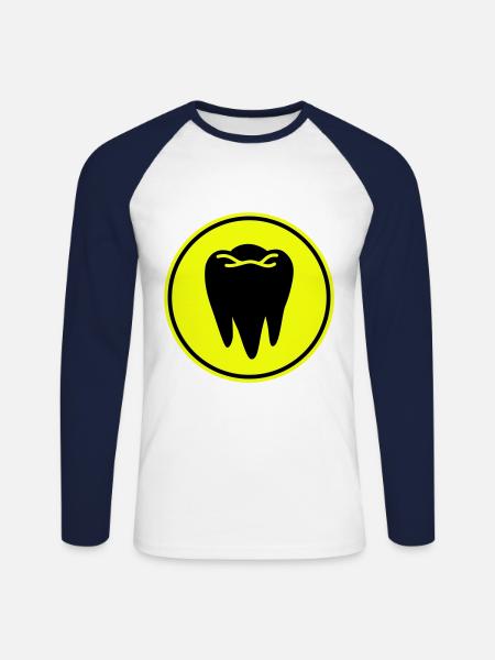 Tooth icon symbol - Unisex Long Sleeve Baseball T-Shirt - white/navy
