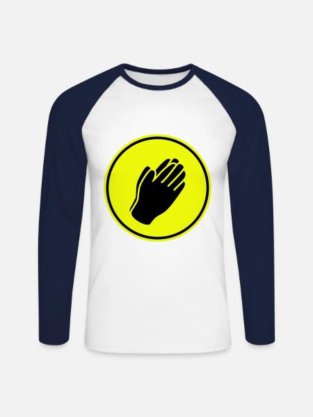 Hands symbol - Unisex Long Sleeve Baseball T-Shirt - white/navy