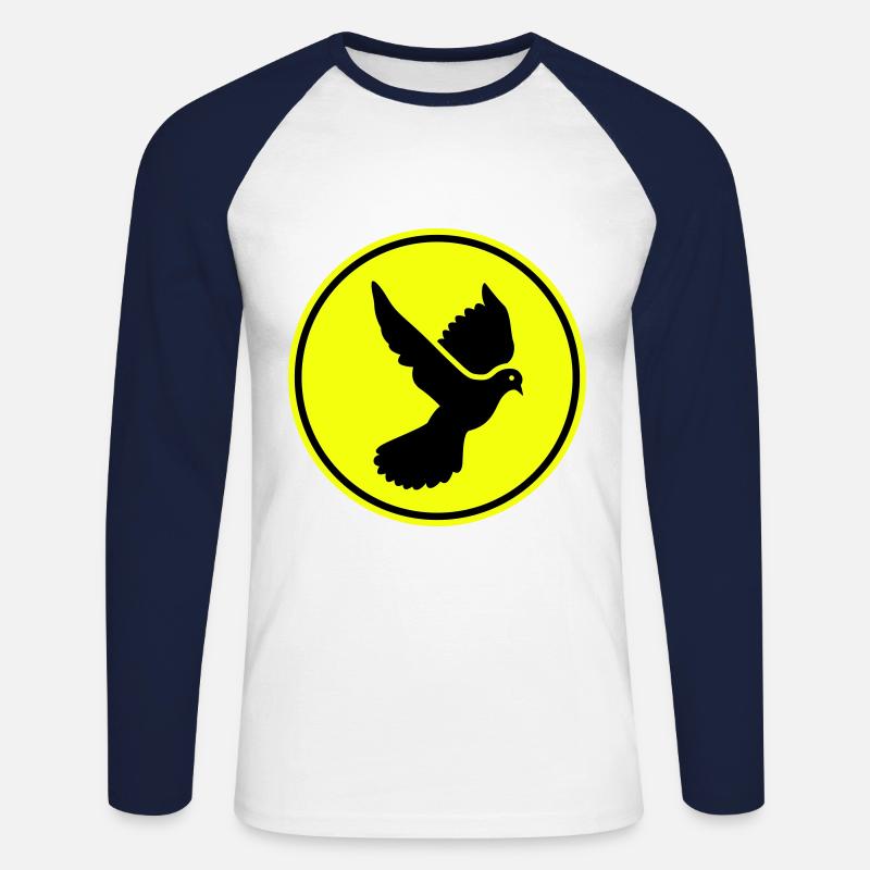 Taube symbol - Unisex Baseballshirt langarm - Weiß/Navy