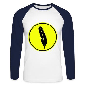 Symbole de plume - T-shirt baseball manches longues Homme - blanc/marine - Devant - Nik (191cm)
