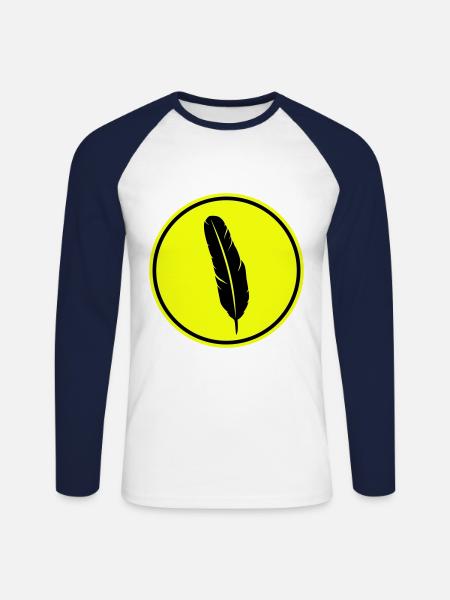 Feather symbol - Unisex Long Sleeve Baseball T-Shirt - white/navy