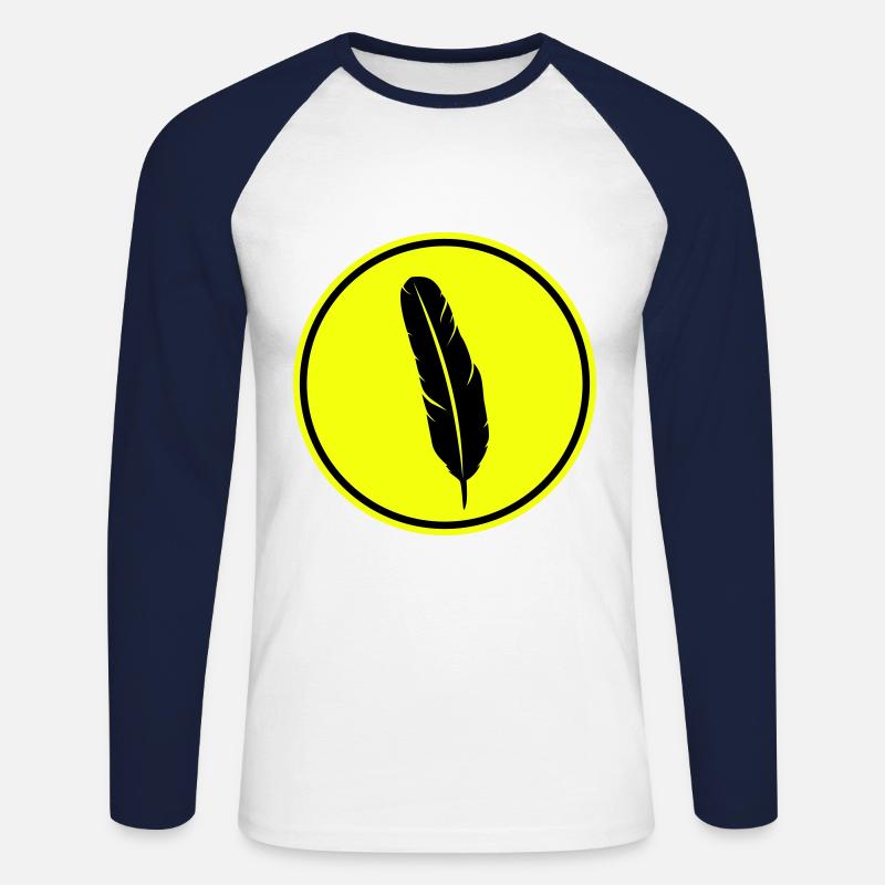 Feder Symbol - Unisex Baseballshirt langarm - Weiß/Navy