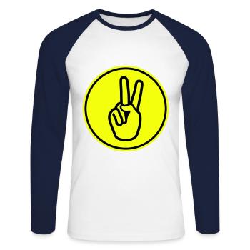 Hand Peace - Unisex Baseballshirt langarm - Weiß/Navy - Vorne - Nik (191cm)