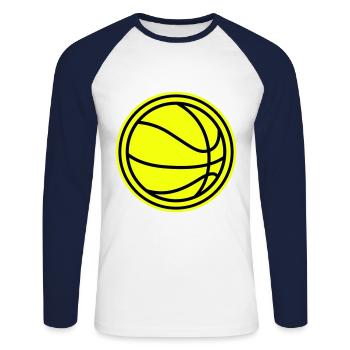 Basketball - Unisex Long Sleeve Baseball T-Shirt - white/navy - Front - Nik (191cm)