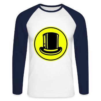 Cylindre de toilettage - T-shirt baseball manches longues Homme - blanc/marine - Devant - Nik (191cm)