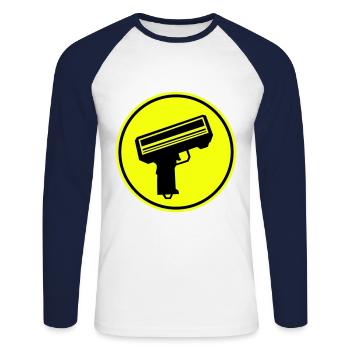 Waffe Money Rain - Unisex Baseballshirt langarm - Weiß/Navy - Vorne - Nik (191cm)