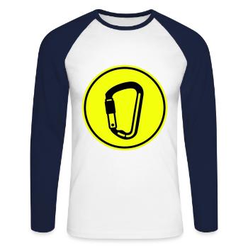Mousquetons d’équipement d’escalade - T-shirt baseball manches longues Homme - blanc/marine - Devant - Nik (191cm)