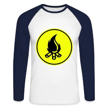 Symbole du feu de camp - T-shirt baseball manches longues Homme - blanc/marine - Devant - Nik (191cm)