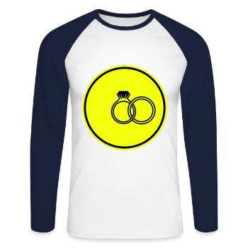 Symbole des alliances - T-shirt baseball manches longues Homme - blanc/marine - Devant - Nik (191cm)