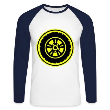 Reifen tuning - Unisex Baseballshirt langarm - Weiß/Navy - Vorne - Nik (191cm)