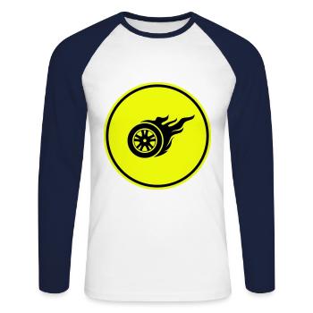 Incendie de pneus - T-shirt baseball manches longues Homme - blanc/marine - Devant - Nik (191cm)