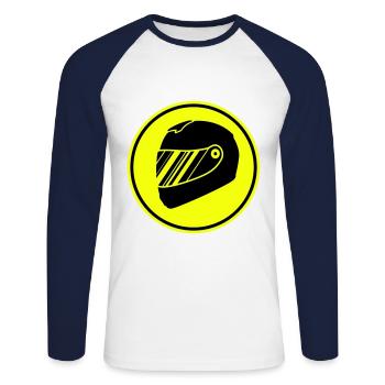 Course de barre de course - T-shirt baseball manches longues Homme - blanc/marine - Devant - Nik (191cm)