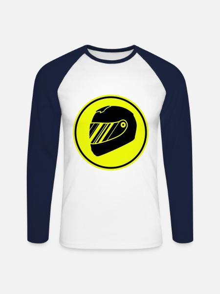 Racer helm racing - Unisex Long Sleeve Baseball T-Shirt - white/navy