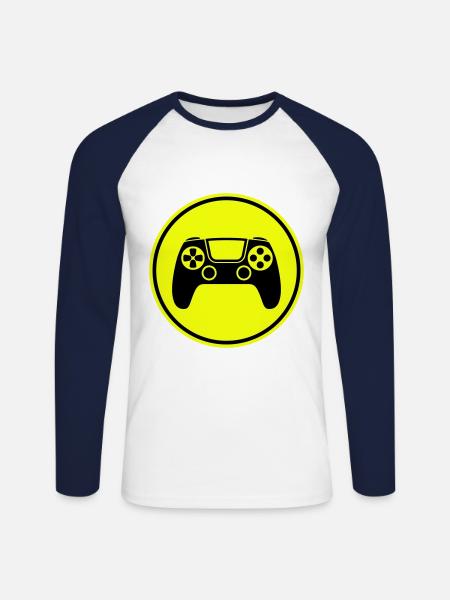 Gamepad Symbol Controller - Unisex Long Sleeve Baseball T-Shirt - white/navy