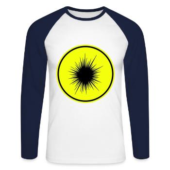 Seeigelicon symbol - Unisex Baseballshirt langarm - Weiß/Navy - Vorne - Nik (191cm)