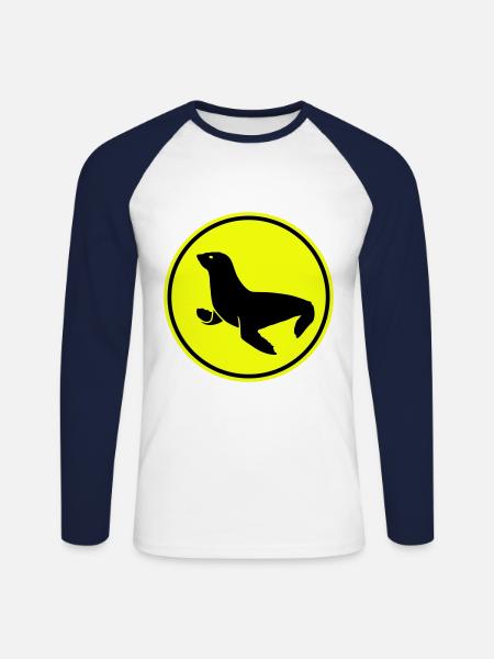 seal animal - Unisex Long Sleeve Baseball T-Shirt - white/navy