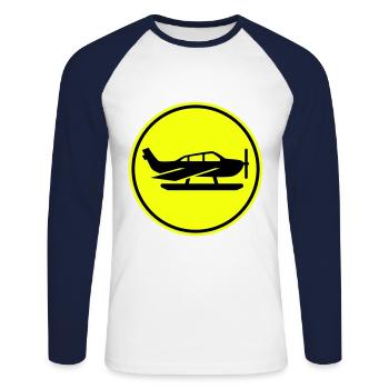 Airplane symbol - Unisex Long Sleeve Baseball T-Shirt - white/navy - Front - Nik (191cm)