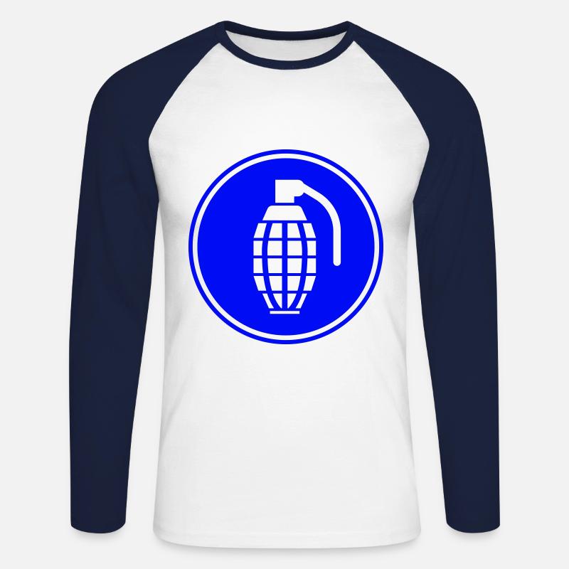 Granate waffe icon - Unisex Baseballshirt langarm - Weiß/Navy