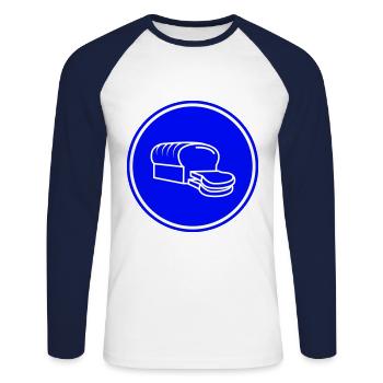 Bread icon symbol - Unisex Long Sleeve Baseball T-Shirt - white/navy - Front - Nik (191cm)