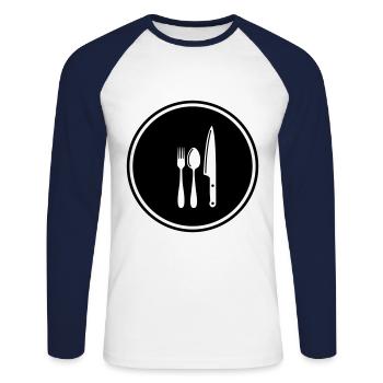 Fork Cutlery - Unisex Long Sleeve Baseball T-Shirt - white/navy - Front - Nik (191cm)