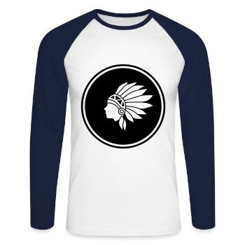 Indian head - Unisex Long Sleeve Baseball T-Shirt - white/navy - Front - Nik (191cm)