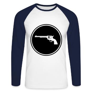 waffe pistole - Unisex Baseballshirt langarm - Weiß/Navy - Vorne - Nik (191cm)