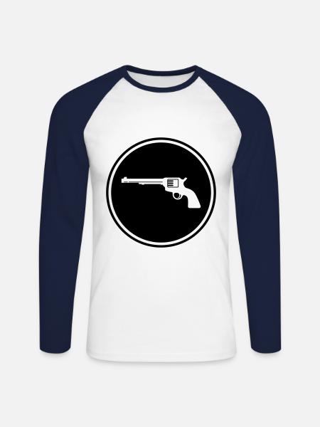 waffe pistole - Unisex Baseballshirt langarm - Weiß/Navy