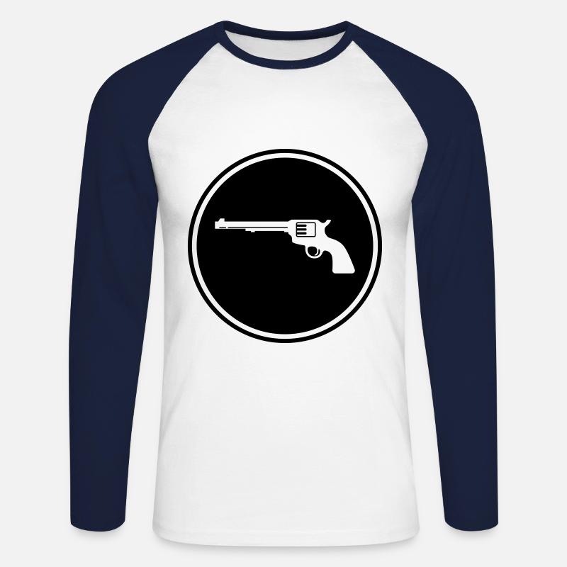 waffe pistole - Unisex Baseballshirt langarm - Weiß/Navy