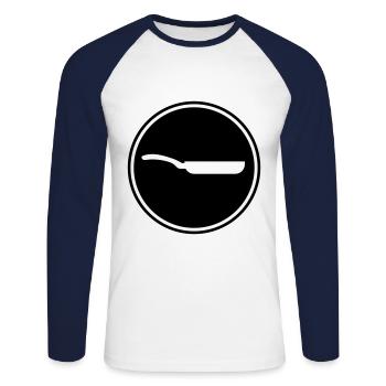 Icône Pan - T-shirt baseball manches longues Homme - blanc/marine - Devant - Nik (191cm)