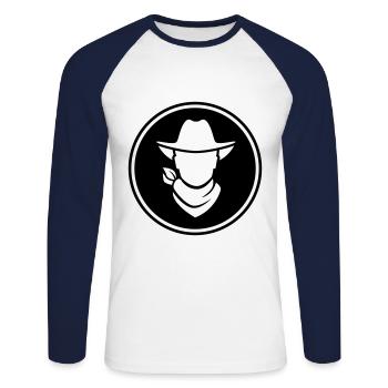 Tête de cow-boy western - T-shirt baseball manches longues Homme - blanc/marine - Devant - Nik (191cm)