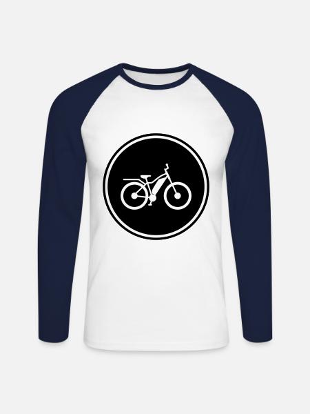 vélo électrique - T-shirt baseball manches longues Homme - blanc/marine