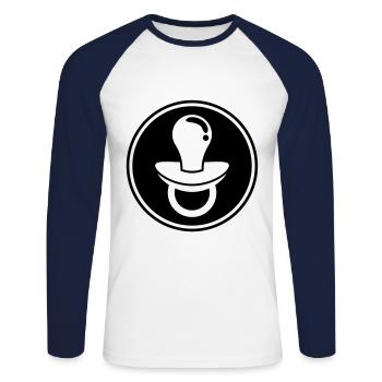Icône de tétine - T-shirt baseball manches longues Homme - blanc/marine - Devant - Nik (191cm)