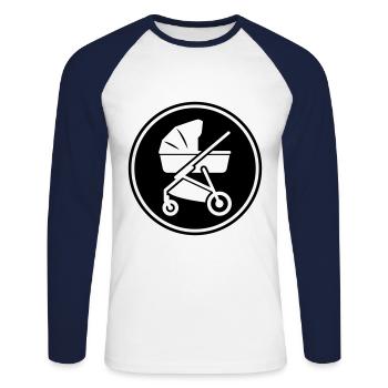Poussette bébé - T-shirt baseball manches longues Homme - blanc/marine - Devant - Nik (191cm)