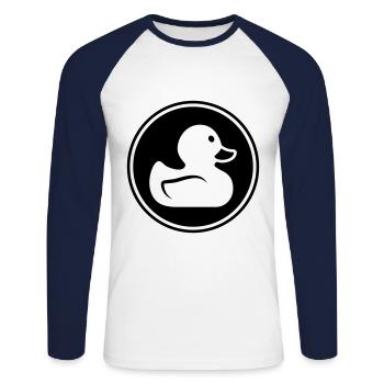 Icône de canard - T-shirt baseball manches longues Homme - blanc/marine - Devant - Nik (191cm)