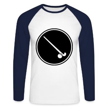 Feldhockey symbol Icon - Unisex Baseballshirt langarm - Weiß/Navy - Vorne - Nik (191cm)