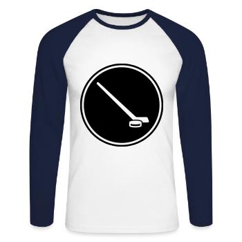 icehockey symbol icon - Unisex Baseballshirt langarm - Weiß/Navy - Vorne - Nik (191cm)