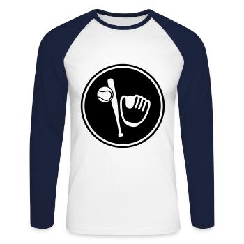 Baseball - Unisex Long Sleeve Baseball T-Shirt - white/navy - Front - Nik (191cm)
