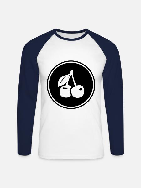 Kirschen symbol - Unisex Baseballshirt langarm - Weiß/Navy
