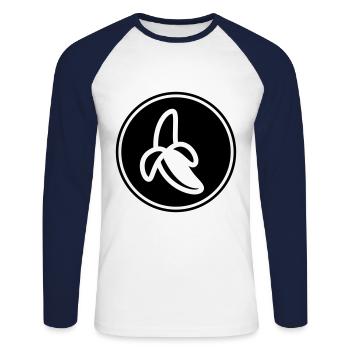 Banane Icon - Unisex Baseballshirt langarm - Weiß/Navy - Vorne - Nik (191cm)