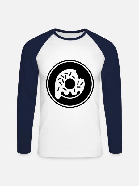 Eating donut - Unisex Long Sleeve Baseball T-Shirt - white/navy