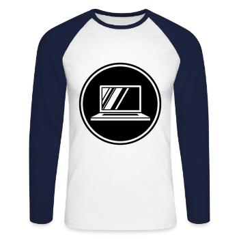 Icône de l’ordinateur portable - T-shirt baseball manches longues Homme - blanc/marine - Devant - Nik (191cm)