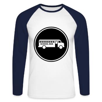 School bus school - Unisex Long Sleeve Baseball T-Shirt - white/navy - Front - Nik (191cm)