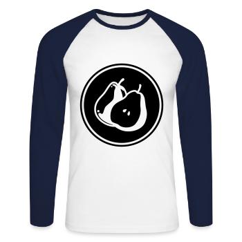 Birne Obst - Unisex Baseballshirt langarm - Weiß/Navy - Vorne - Nik (191cm)